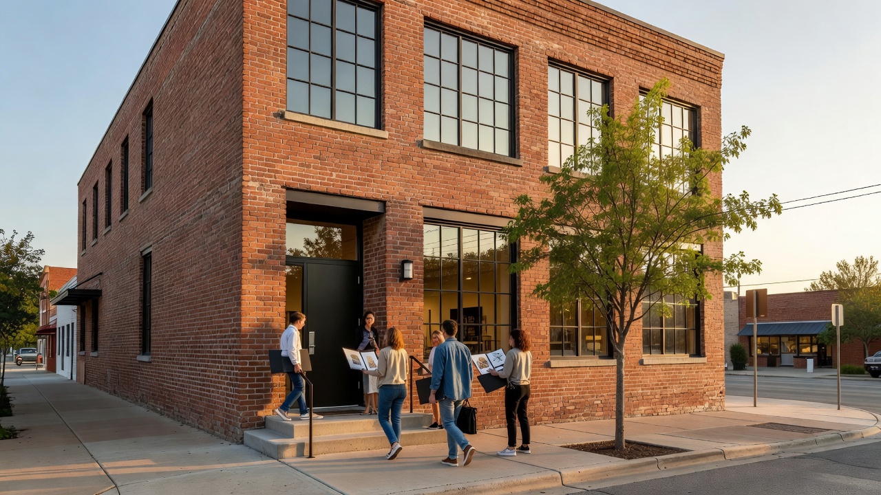 Design concept: exterior of a renovated brick commercial building